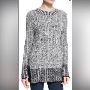 Rag & Bone Sweater Women XS Tunic Wool Blend Knit Black White Slit Chunky Knit Z